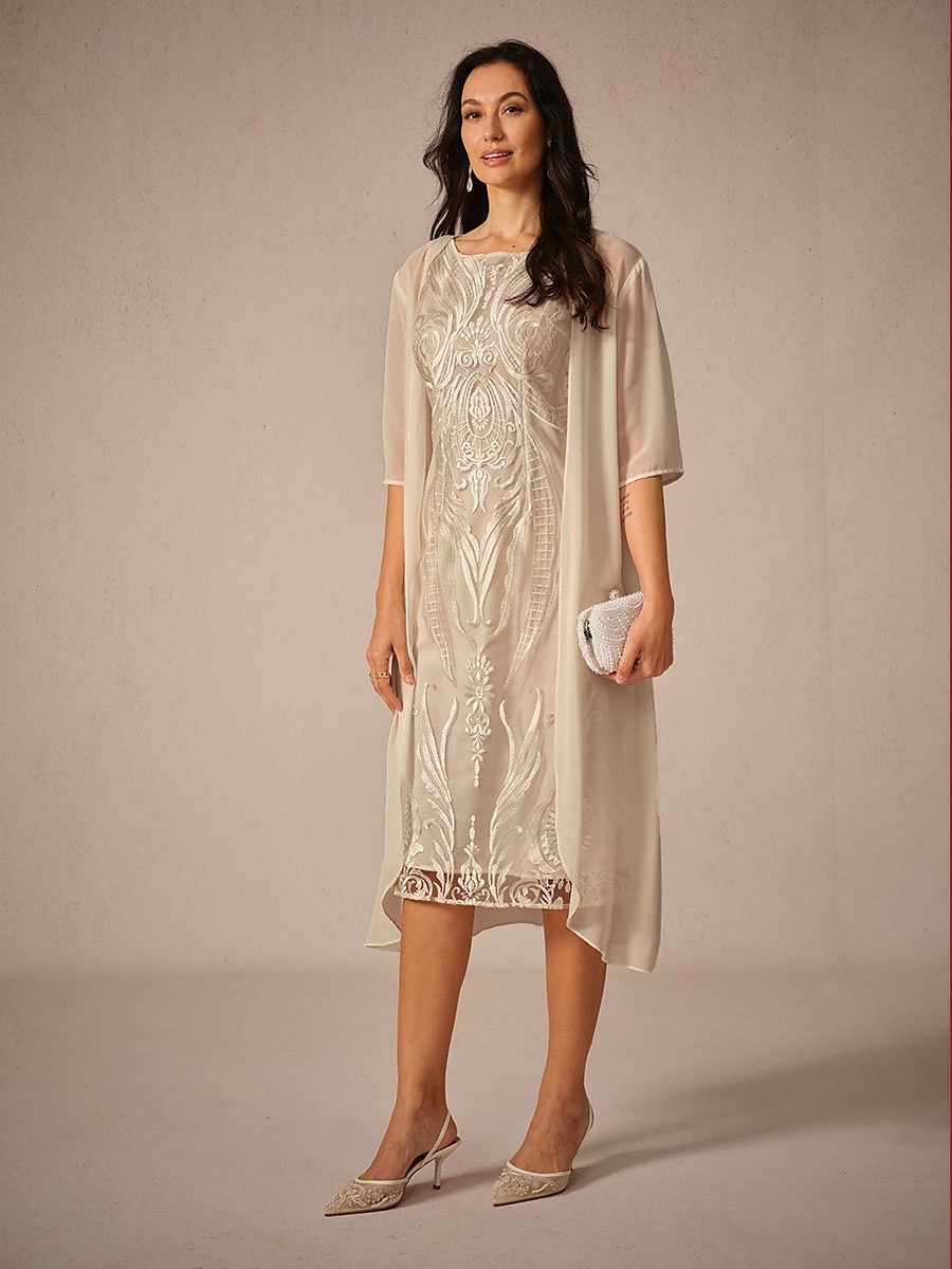dam chiffong cover-up jacka enfärgad elegant elegant halvärm champagne sommar vår 2025 - $29.99 –P4