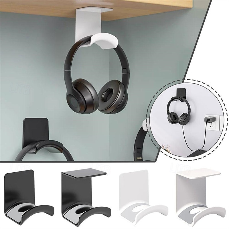 Wall Mounted Punchless Headphone Holder Bracket Storage Hook Paste Under Desk Hanging Headphone Holder 2025 - $16.99 –P1