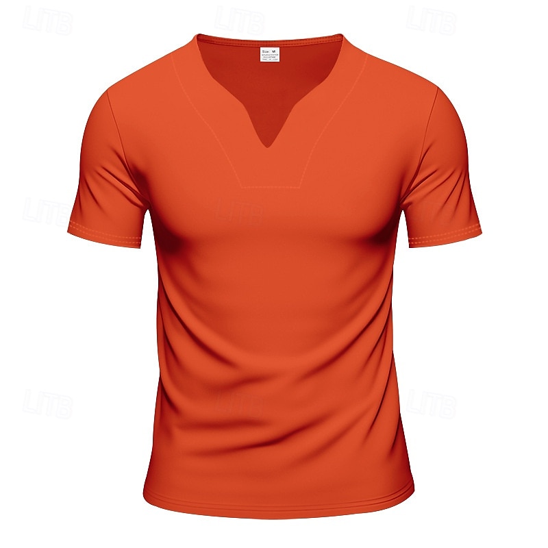 Herren T Shirt T-Shirt Kurzarmshirt Kurzarm V Ausschnitt Sommer Einfach Mode Designer Basic Klassisch Urlaub Straße Ausgehen Schwarz Weiß Orange Top T-Shirt für Herren 2025 - $20.99 –P9