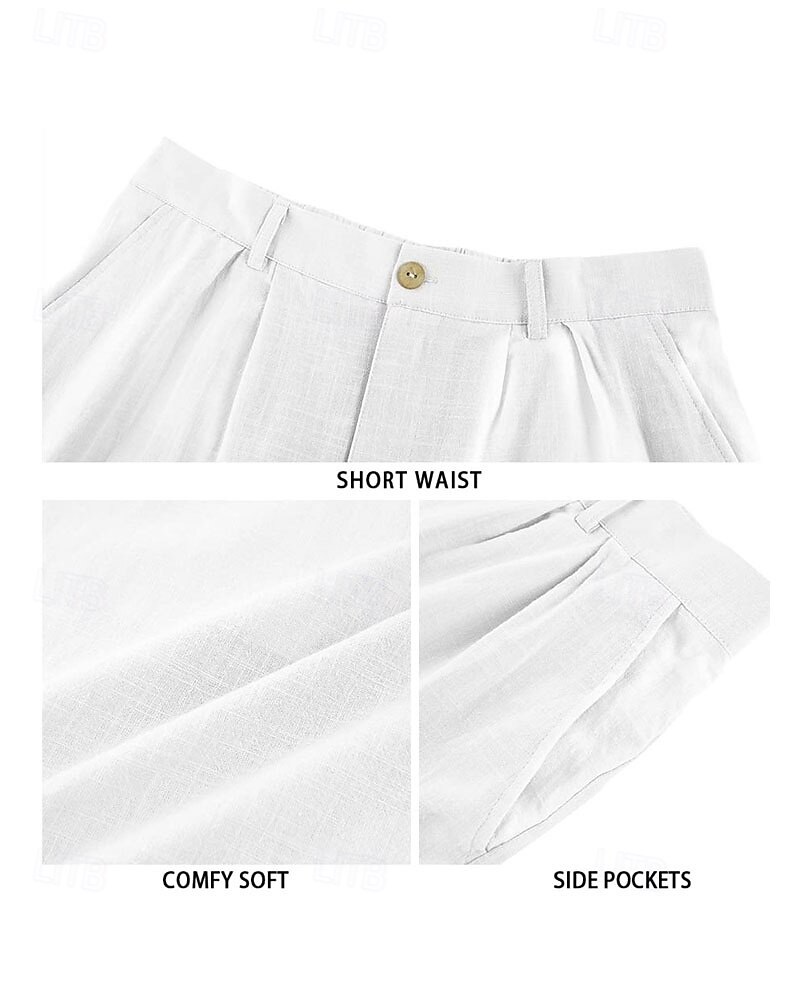 Per uomo Pantaloncini Pantaloncini di lino Pantaloncini estivi Pantaloncini da spiaggia Abbottonare Tasche Liscio Comfort Traspirante Breve Da mare Per eventi Spiaggia Hawaiano Boho Nero Bianco del 2025 a €16.99 –P4