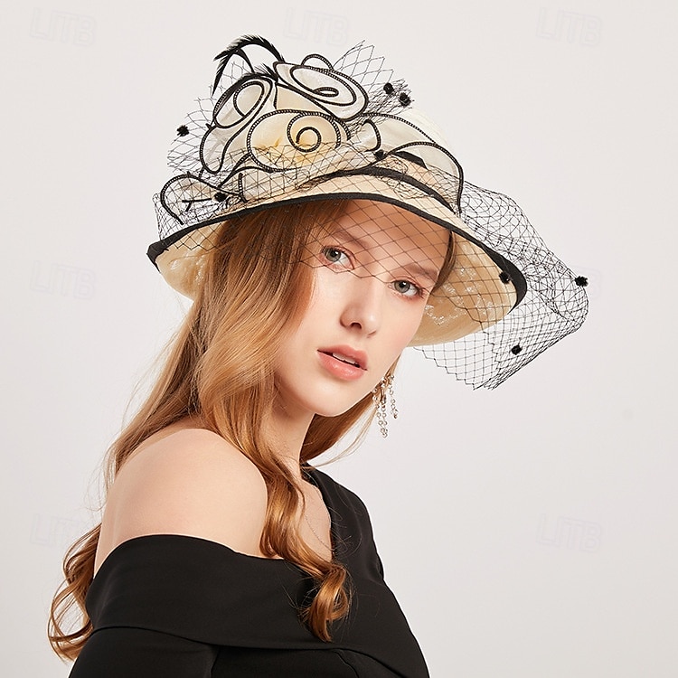 Vlasové ozdoby Organza Svatební Večerní oslava Elegantní Svatba S Tyl Přílba Pokrývky Hlavy 2025 - $25.99 -P3