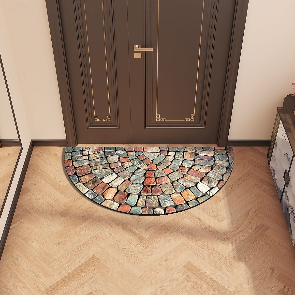Cobblestone Semi-round Doormat Kitchen Mat Floor Mat Non-Slip Area Rug Oil Proof Rug Indoor Outdoor Mat Bedroom Decor Bathroom Mat Entrance Rug Spring Summer 2025 - $12.49 –P9