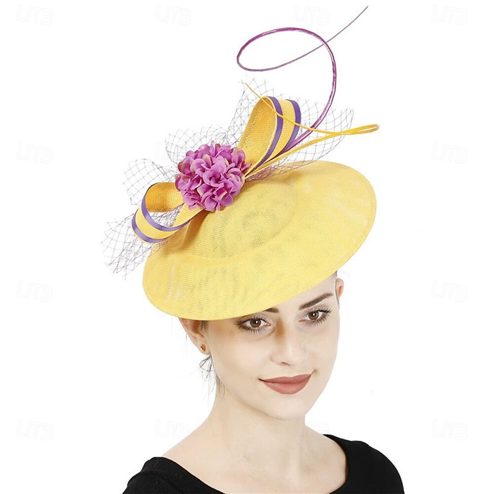 Tocados Lino Artificial Boda Fiesta de Noche Elegante Boda Con Flor Celada Sombreros 2025 - $23.99 –P10