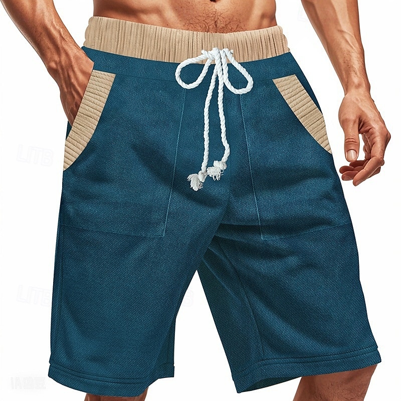 Herr Atletiska shorts Svett shorts Shorts Sommarshorts Ficka Snörning Elastisk midja Färgblock Komfort Andningsfunktion Kort Utomhus Sport Klassisk Ledigt Svart Blå 2025 - $20.99 –P16