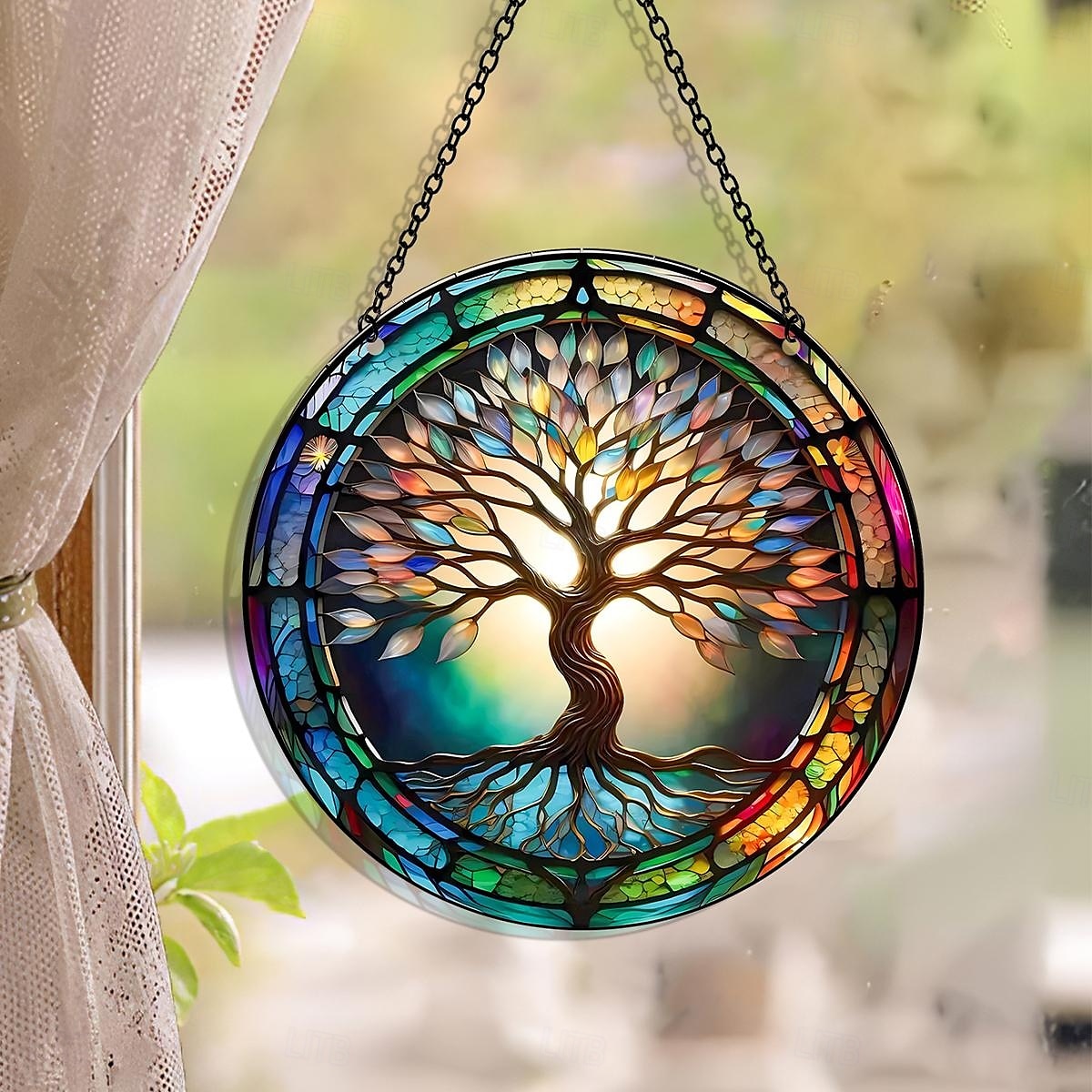Acrylic Tree of Life Wall Hanging Decor, 5.9 x 5.9 Inch Round 2D Colorful Print Ornament, Creative and Unique Wall Art for Home, Window, Door, Party, and Festive Decoration 2025 - $7.49 –P4