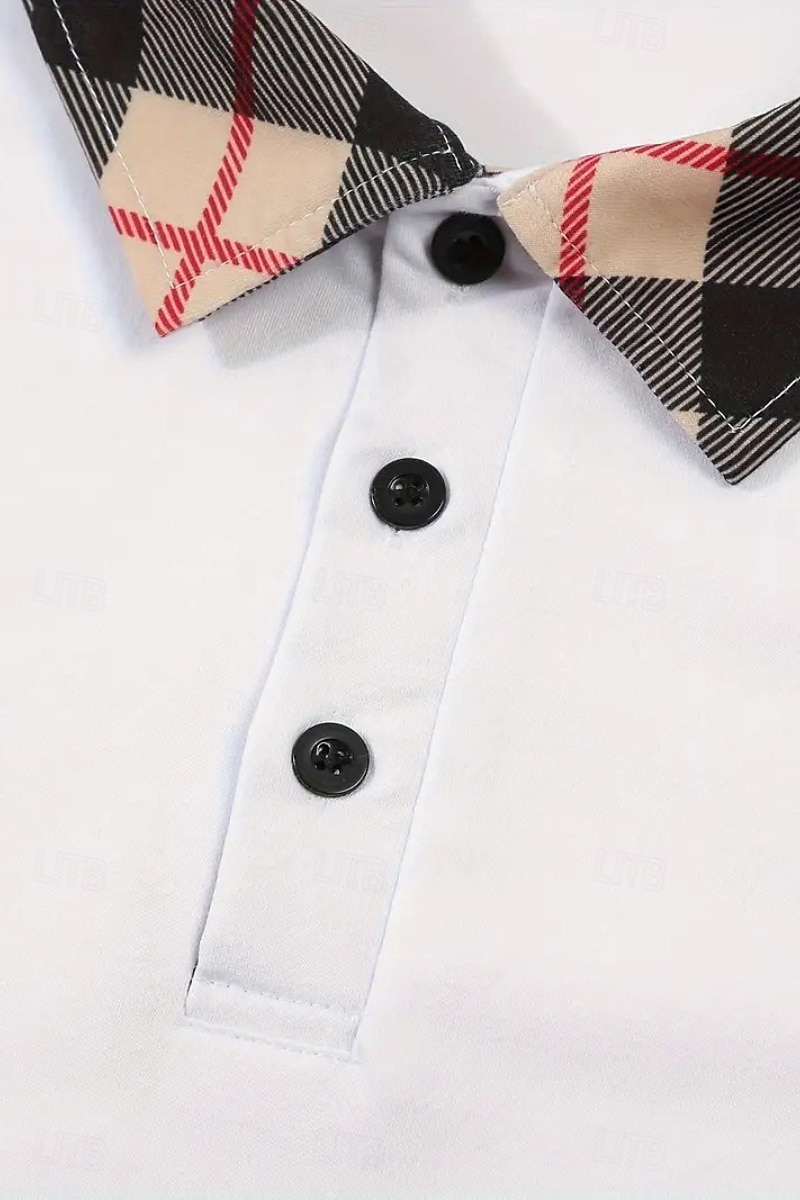 Men's Golf Shirt Golf Polos Shirts Formal Work Lapel Short Sleeve Modern Comfortable Color Block Patchwork Buttons Summer Spring Regular Fit Wine Apricot Black White Dark Navy Orange Golf Shirt 2025 - $19.99 –P4