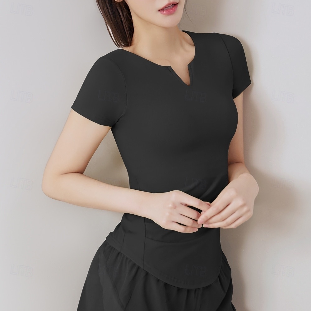 نسائي تيشيرت للجري كم قصير تي شيرت فضفاض ملابس الرياضة V رقبة لون سادة سريع جاف ناعم متنفس تمرين نادي رياضي المشي الركض ملابس رياضية ألبسة رياضية أسود فاتح أخضر أزرق 2025 - $18.49 –P2