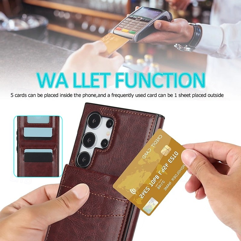 Phone Case For Samsung Galaxy S25 S24 S24 FE S23 S22 S21 Ultra Plus S20 Back Cover with Stand Holder Card Slot Shockproof Retro TPU PU Leather 2025 - $13.99 –P7