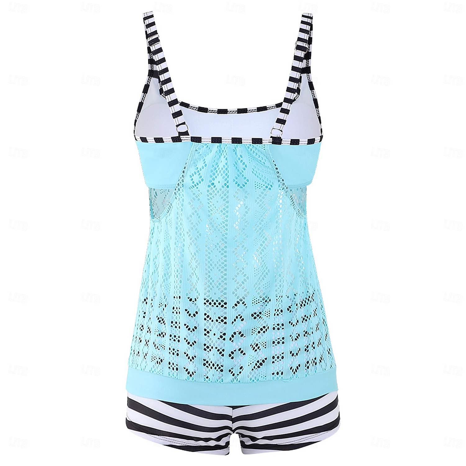 Dam Plusstorlekar Badkläder Tankini 2 st Längre baddräkt Hög midja Baddräkt Genomskinlig Hög midja Stickat Stylish Standkläder Leopard Tropisk Rund hals Ärmlös Baddräkter 2025 - $25.99 –P6