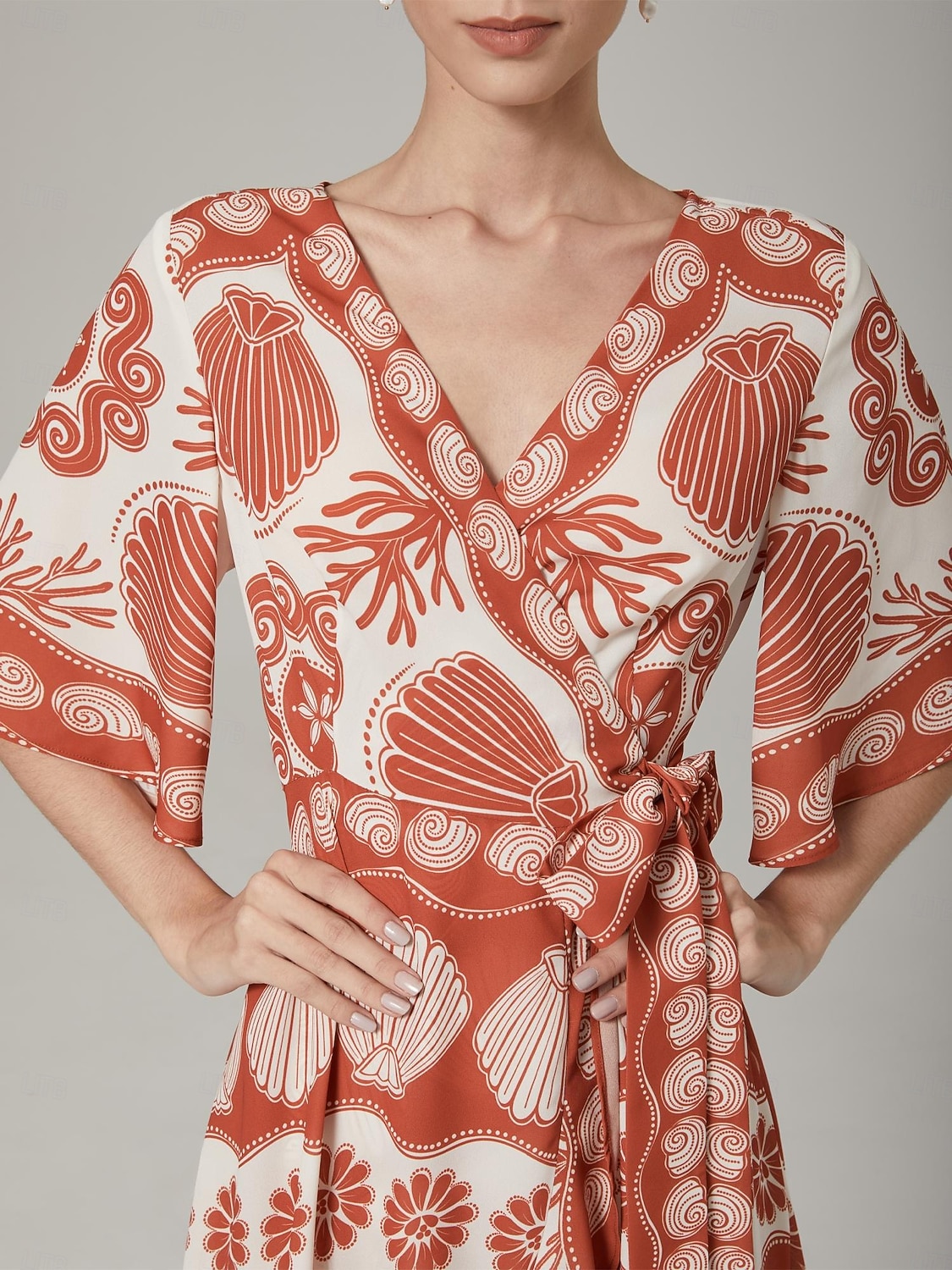 Per donna Abito in Raso Abito Lungo Maxi Abito Arancione Nodo frontale Vacanza XS S M del 2025 a $71.99 –P3