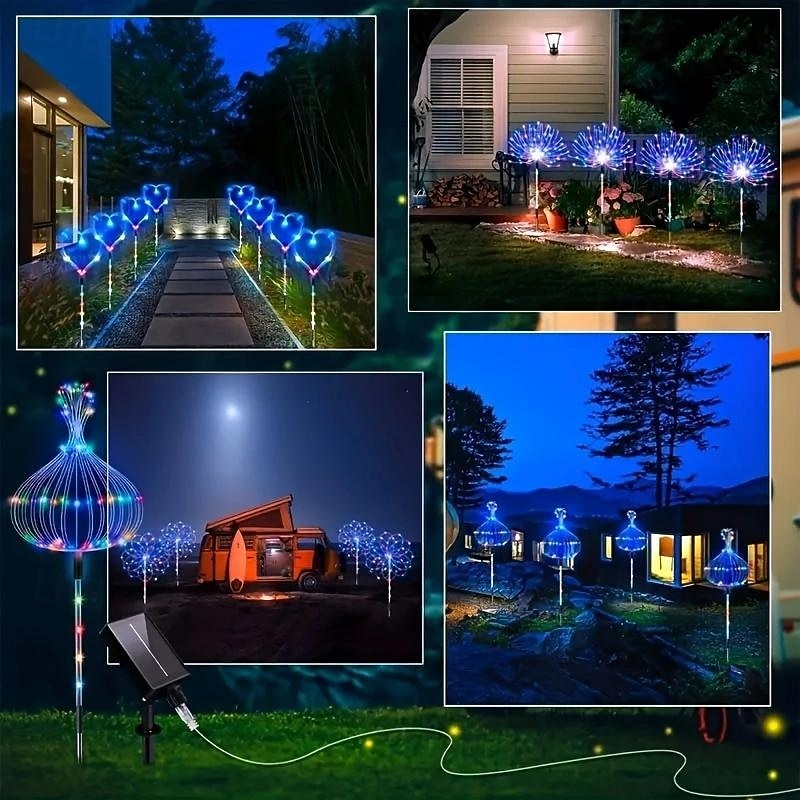 4 Heads Led Outdoor Solar Lights Fireworks Lights With 480 Beads, Courtyard Garden Path, Lawn, Wedding Party, Festive Atmosphere, Decorative Lights 2026 - $44.99 –P7