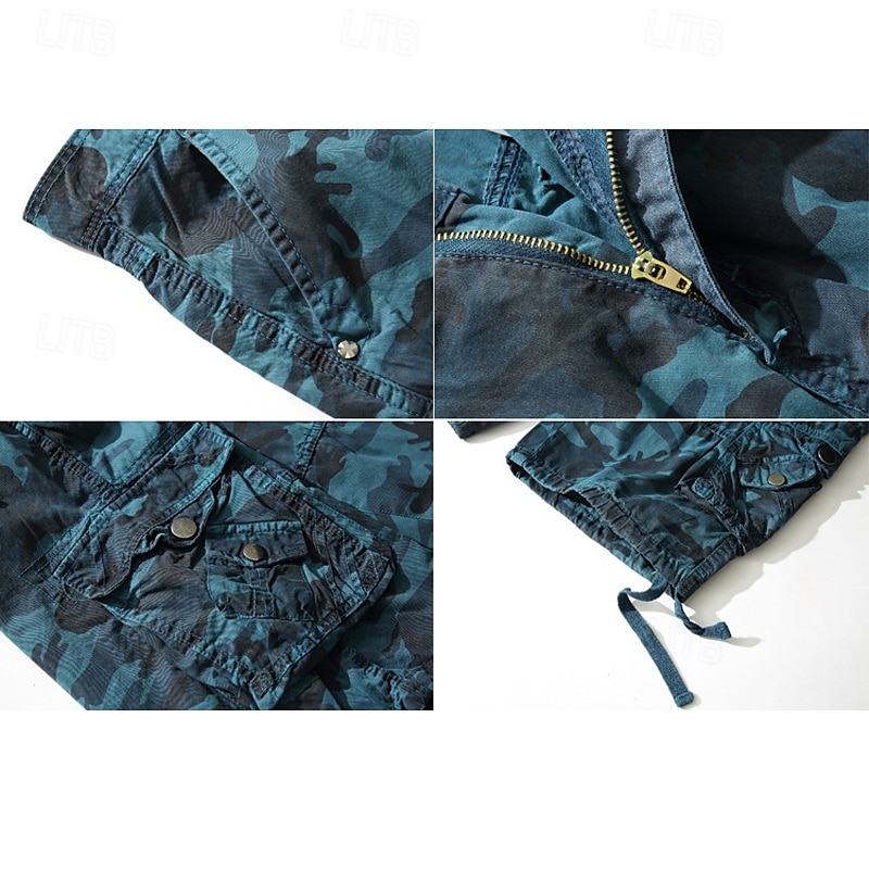 Herren Cargo-Shorts Shorts mit Camouflage-Muster Shorts Sommershorts Bein Kordelzug Mehrere Taschen Klappentasche Tarnung Komfort tragbar Knielang Outdoor Sport Täglich Mode Lässig Armeegrün Rote 2025 - $26.99 –P6