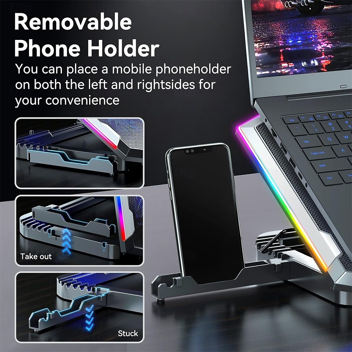 Support de refroidissement pour ordinateur portable de jeu avec 8 ventilateurs de refroidissement pour ordinateur portable de 15 à 17,3 pouces, support de refroidissement avec 6 hauteurs réglables de 2025 ? $125.99 –P3