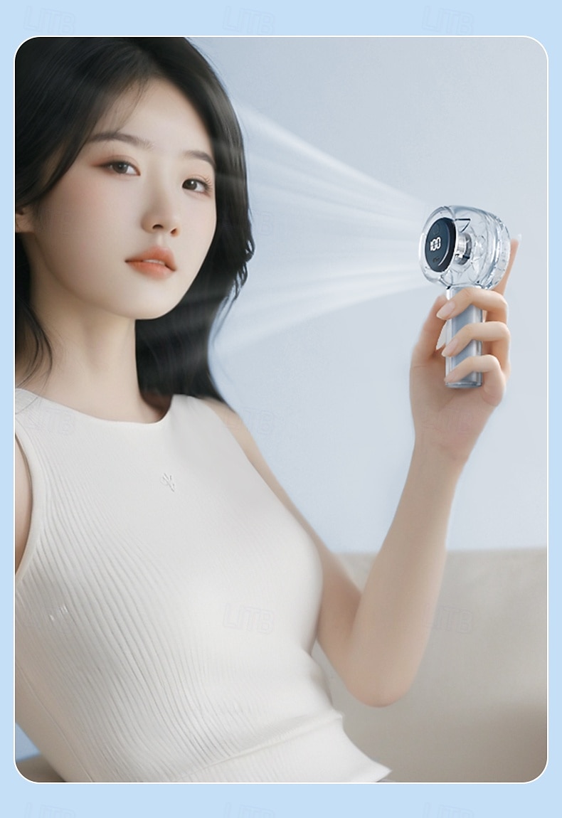 Compact Mini Fan with LED Screen and Torch – USB Rechargeable 5-Speed Fan for Indoor Outdoor Travel 2025 - $25.99 –P12