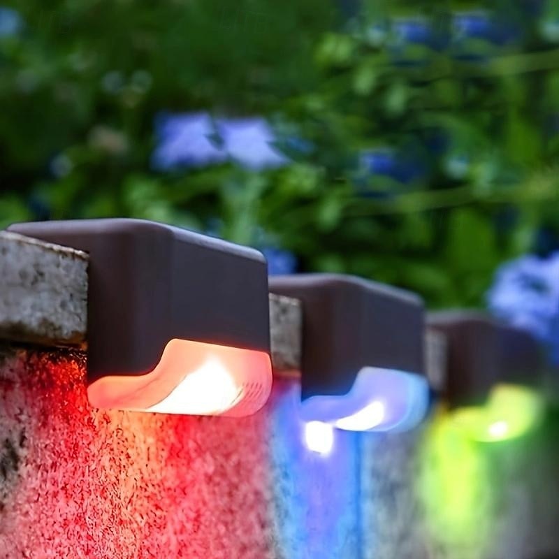 6 st led utomhus vattentät solcellslampor vägglampa uteplatsbelysning staket trappa steg däck innergård trädgårdsbelysning varmt ljus vitt ljus färg ljus 2025 - $14.99 –P8
