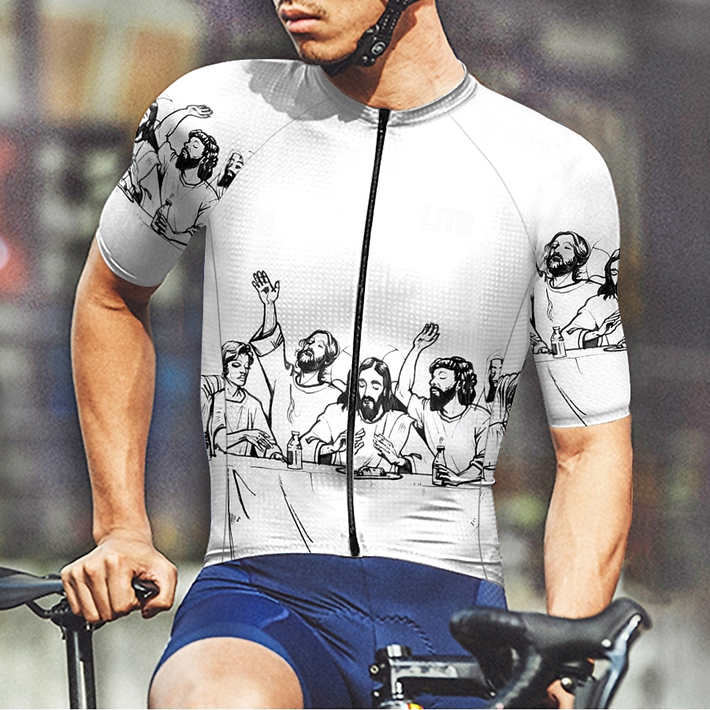 Homme Maillot Velo Cyclisme Manche Courte Cyclisme Tee-shirt Maillot avec 3 poches arrière VTT Vélo tout terrain Respirable Séchage rapide Conception anatomique Mèche Blanche Bleu Graphic Des sports de 2025 ? $20.79 –P1