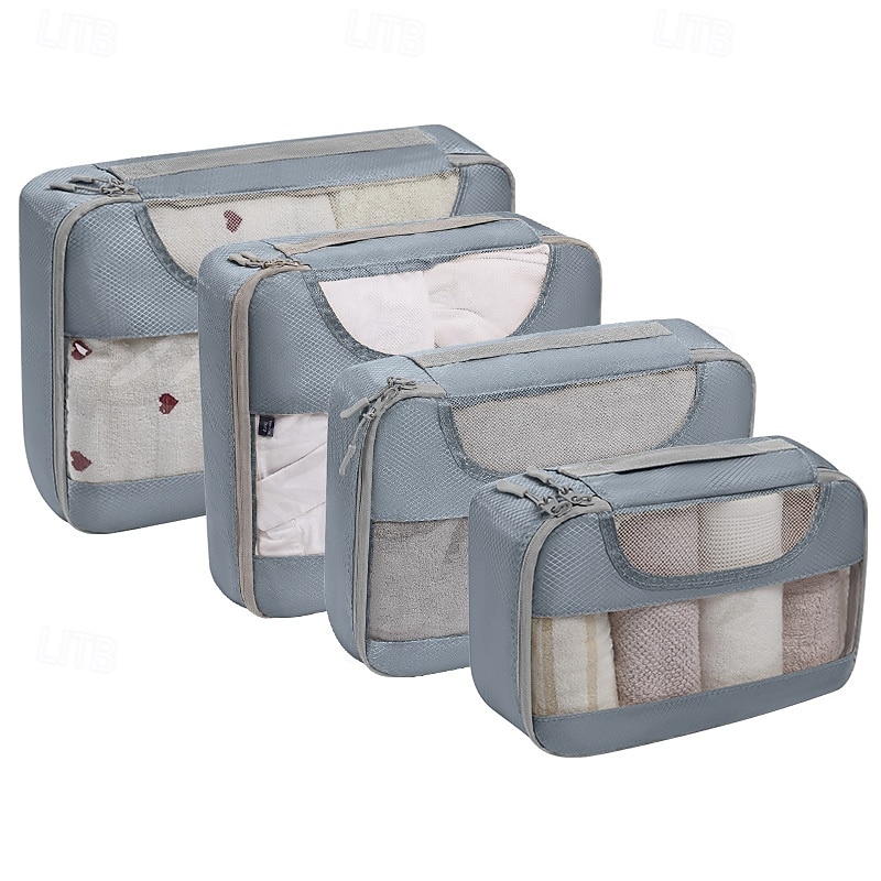 cubi di imballaggio a compressione per viaggi, set organizer per bagagli con design trasparente, articoli da toeletta, cosmetici, accessori digitali, vestiti &borse porta scarpe, salvaspazio del 2025 a $19.99 –P6