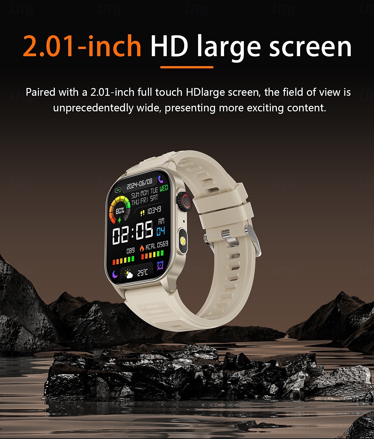 2025年 LIGE BWKM02 スマートウォッチ 1.96 インチ スマート·ウォッチ ブルートゥース 着信通知 アクティビティトラッカー 目覚まし時計 と互換性があります Android iOS 女性 男性 ハンドフリーコール 防水 メッセージ受信通知 IP 67 22mmウォッチケース コレクション – $33.99 –P2