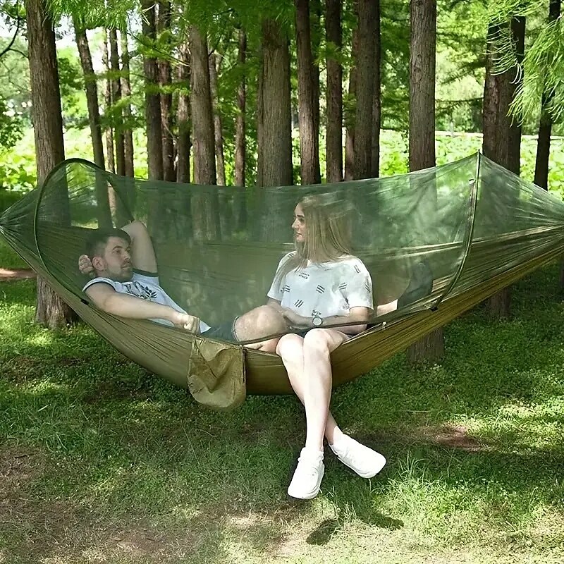 1 hamac de camping en nylon robuste avec moustiquaire - anti-insectes solaire auto-respirant comprenant une ceinture d'arbre et un sac de voyage d'aventure en plein air portable de 2025 ? $62.99 –P2