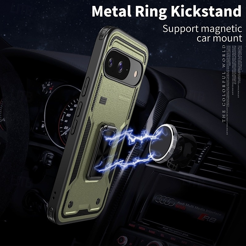 Phone Case For Google Pixel 9 Pro Pixel 9 Pro XL Pixel 9 Back Cover Ring Holder Magnetic Shockproof Retro TPU PC 2025 - $13.99 –P14