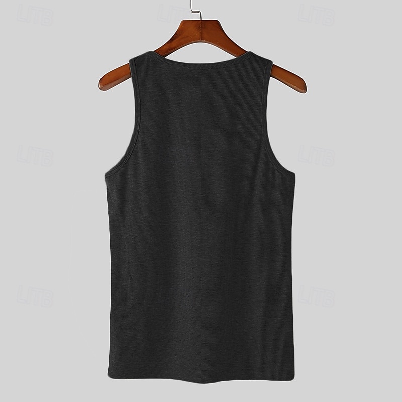 Herren Tank Top Weste Unterhemd Ärmelloses Shirt Ärmellos Quadrathals Sommer Einfach Mode Designer Basic Urlaub Straße Ausgehen Schwarz Weiß Top T-Shirt für Herren 2025 - $14.99 –P8