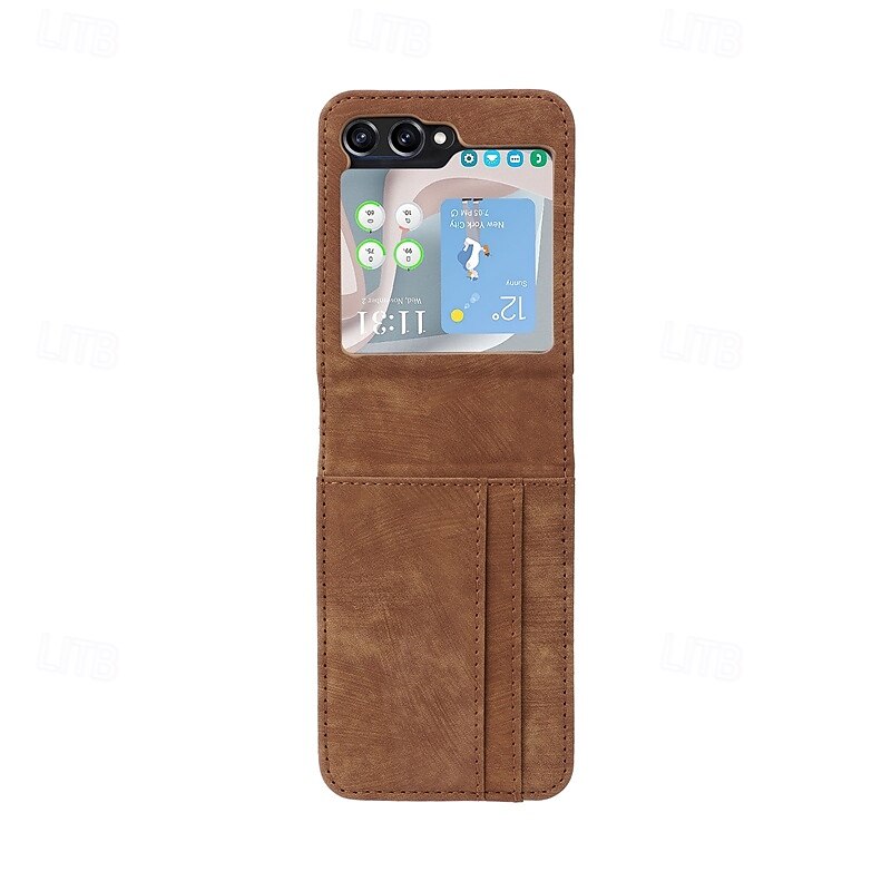Phone Case For Samsung Galaxy Z Flip 6 Z Flip 5 Z Flip 4 Z Flip 3 Back Cover Card Slot Shockproof Retro TPU PU Leather 2025 - $15.99 –P4