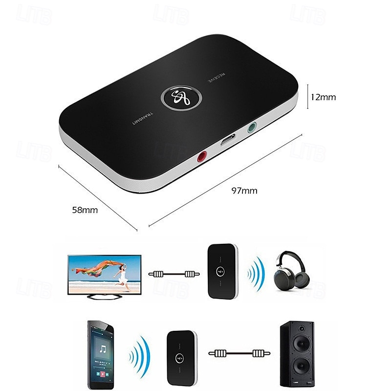 B6 Bluetooth 5.0 Transmitter Receiver 2 in 1 Adapter, Wireless Audio Adapter AUX 3.5mm Jack RCA Stereo Music for Car Headphone Speaker TV PC 2025 - $15.99 –P7