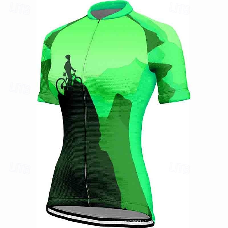 Women's Cycling Jersey Graphic Short Sleeve Bike Tee Tshirt Jersey with 3 Rear Pockets Mountain Bike MTB Quick Dry Anatomic Design Wicking Breathable Sports Blue Fuchsia Orange Clothing Apparel 2026 - $23.99 –P13