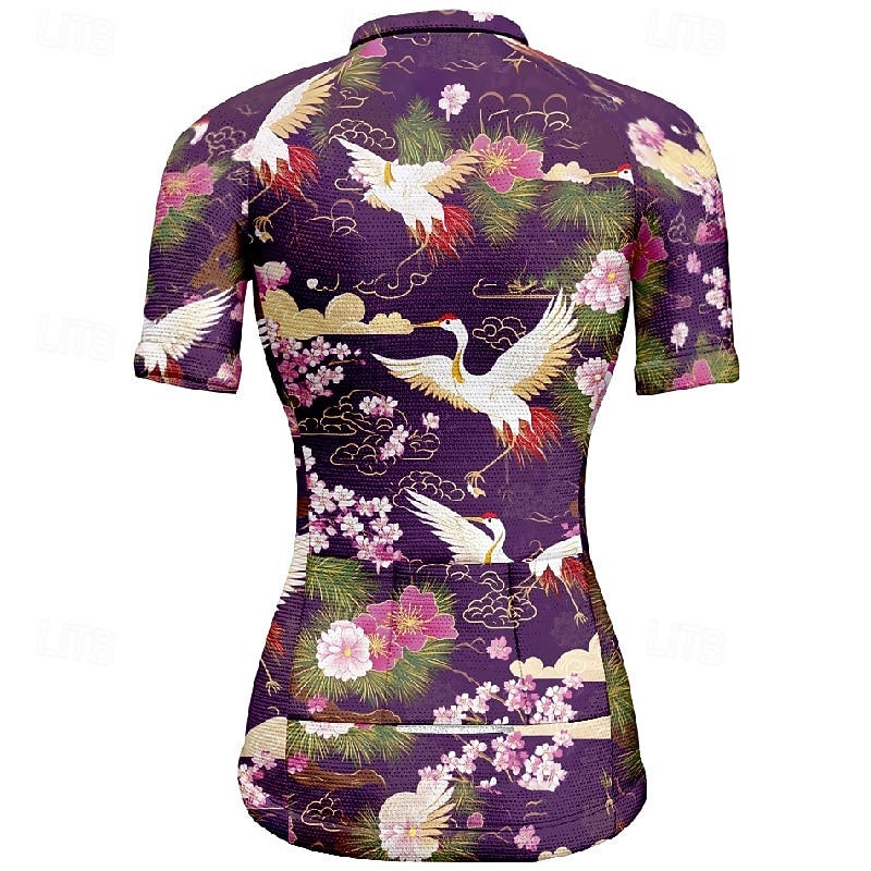 Női Biciklis ruházat Állat Virág Rövid ujjú Kerékpár Póló Dzsörzé 3 hátsó zsebbel Hegyi biciklizés Gyors szárítás Anatómiai tervezés Bélfonalszövet Légáteresztő Sport Fekete Piros Tengerészkék Ruházat 2026 - $23.99 –P16