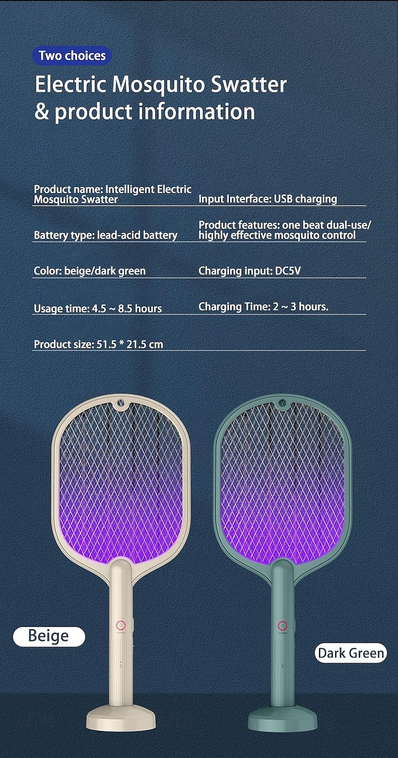 Handheld Electric Mosquito Swatter – Rechargeable Fly Zapper Racket for Indoor Household Insect Control 2025 - $31.99 –P15