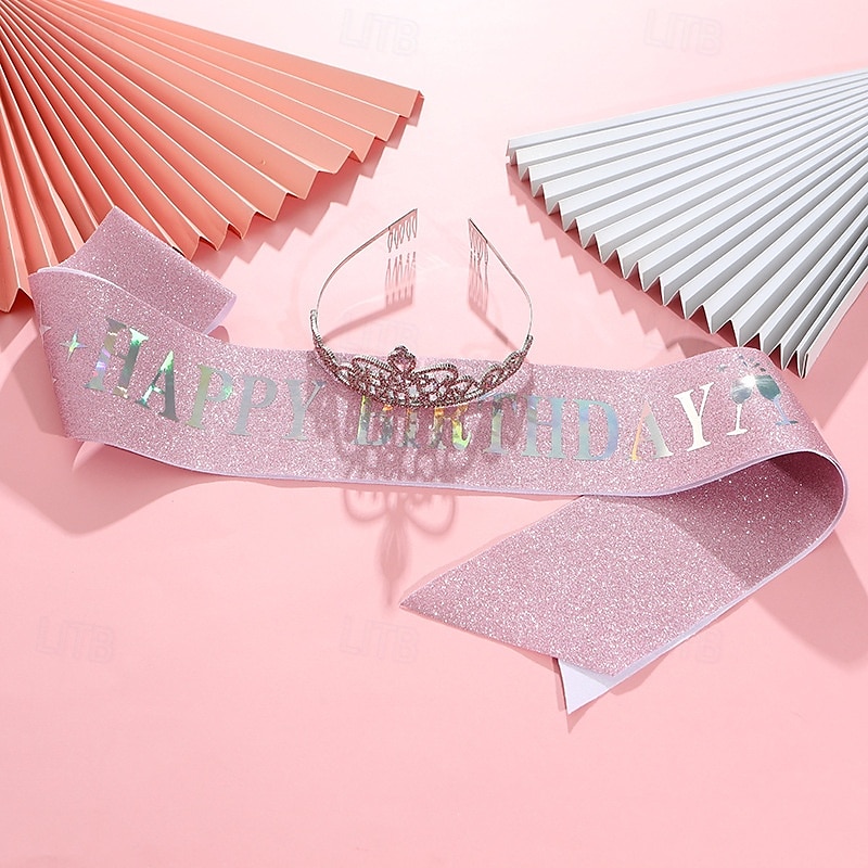 Birthday Party Girl and Women Elegant Decorations 2-Piece Set Headband and Sash with 'Happy Birthday' - Available in Multiple Color Combo 2025 - $10.99 –P8