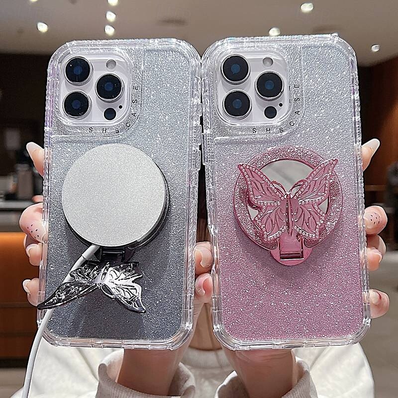 telefono Custodia Per iPhone 16 15 14 Pro Max Plus iPhone 16e iPhone 13 12 Pro Max Copertura Posteriore con Supporto A specchio Magnetico Retrò TPU PC del 2025 a $12.99 –P3