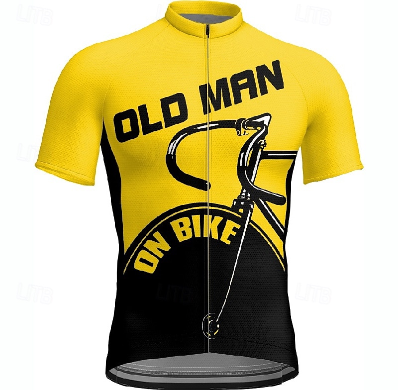 Voor heren Wielrenshirt Korte mouw Fietsen T-shirt Shirt met 3 achterzakken Bergracen Ademend Sneldrogend Anatomisch ontwerp Lampenkatoen Geel Rood Blauw Sport Kleding 2025 - $24.99 –P12