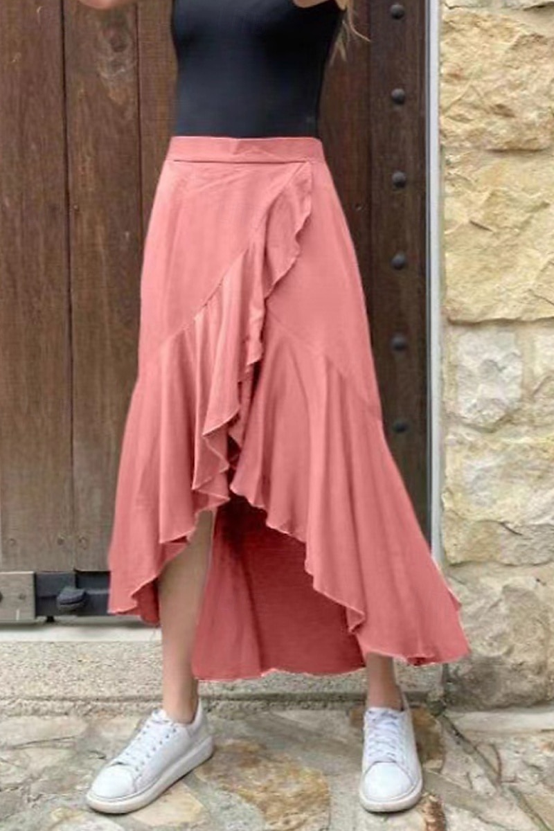 Dam Kjol Mode Maxi Hög midja Kjolar Slät Asymmetrisk nederkant Microelastisk Semester Gata Svart Vit Rosa Himmelsblå Sommar Elastan 2025 - $20.99 -P12