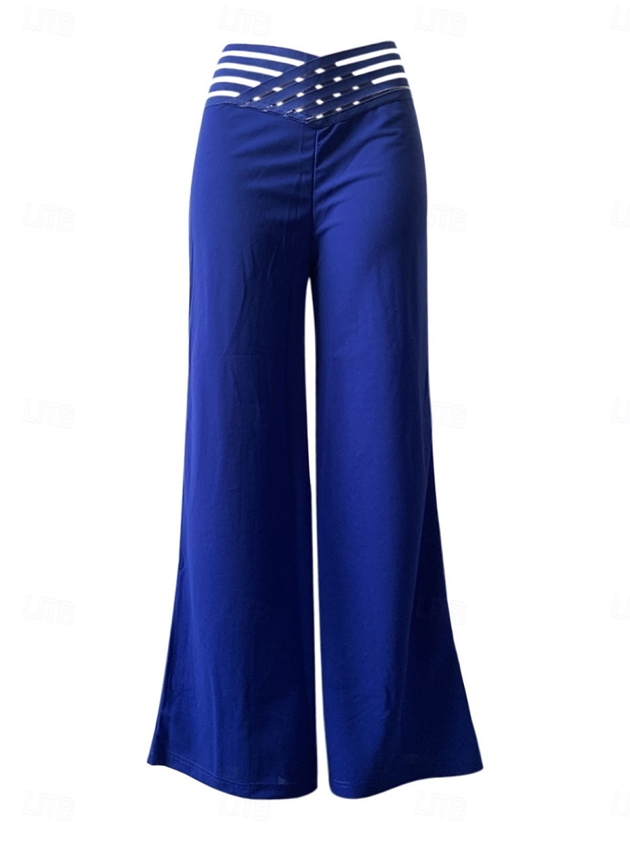 Pantaloni Chino Larghi da Donna Pantaloni Baggy Moda Streetwear Lunghezza Completa Alta Vita Semplice Elasticizzati Comodi Soffici Confortevoli Micro-elastici all'Aperto Strada Nera Bianca Blu Fucsia del 2025 a $17.99 –P2