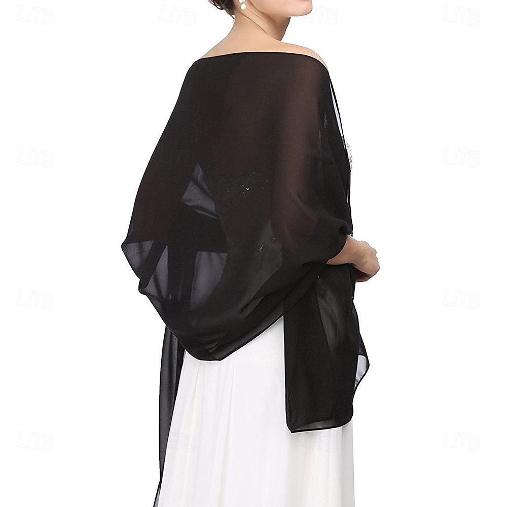 Damenumhang Elegant Ärmellos Chiffon Hochzeit Schals Mit Unifarbe Für Party Frühling & Sommer 2025 - $5.99 –P4