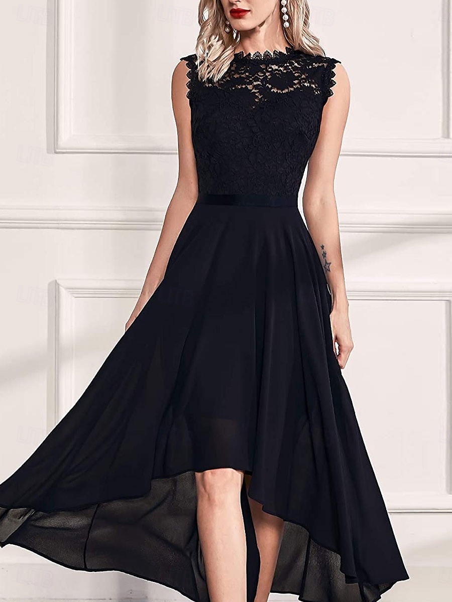 Jurk Moeder van de Bruid Jurk Bruiloft Gast Elegant Casual Ronde Hals Vloerlengte Polyester Mouwloos met Kant 2025 - $79.99 –P7