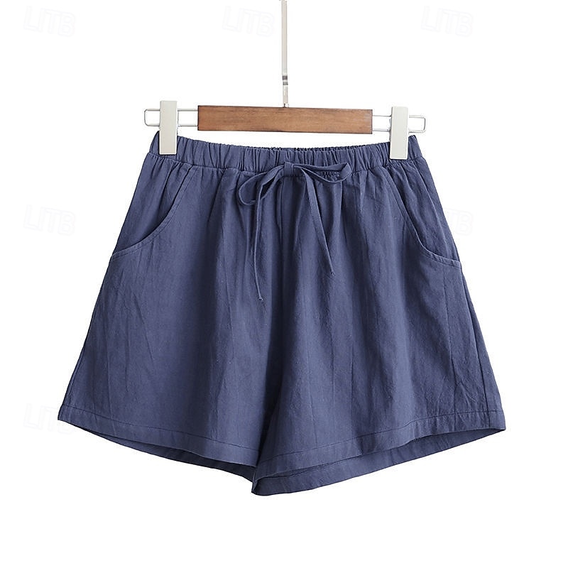 Femmes Short en coton et lin Shorts Slacks Streetwear Occasionnel Court Naturel Uni Avec Poches Conception à cordon élastique Confortable Vacances Rue Carmin Vert forêt Bleu ciel clair Gris Été Coupe de 2025 ? $11.99 –P13