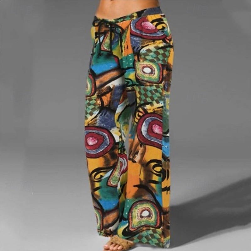 Femmes Jambe large Pantalon en coton et lin Pantalons Occasionnel Longueur complète Naturel Fleuri Impression Confortable Extérieur Tenue quotidienne Sortir Magenta Vin Noir Vert Été Coupe régulière de 2025 ? $16.99 –P2