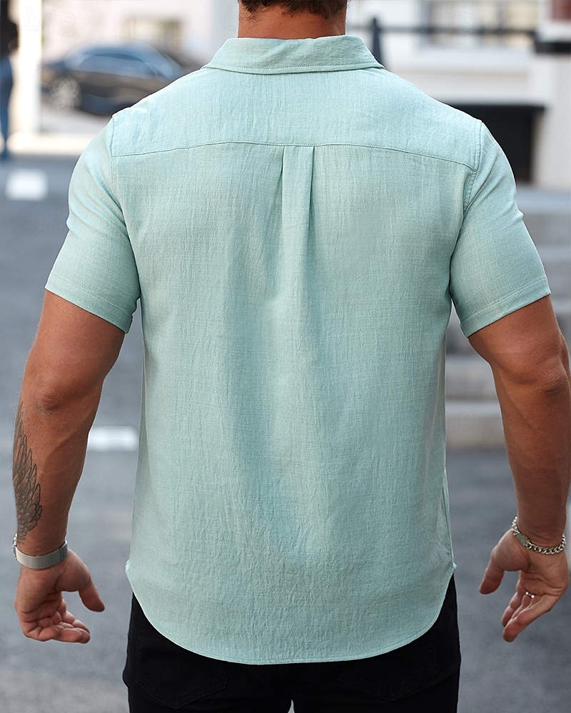 Per uomo Camicia Camicia Estiva Camicia casual Camicia da Spiaggia Camicia con Bottoni Nero Bianco Verde chiaro Blu Kaki Manica Corta Semplice Bavero Vacanza Camicia hawaiana Abbigliamento Misto del 2025 a $25.99 –P4