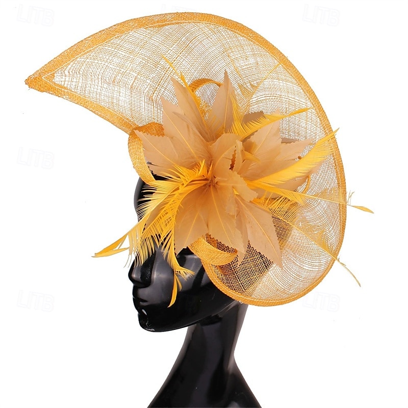 Kopfstück Leinenoptik Federn Hochzeit Abendgesellschaft Elegant Hochzeit Mit Feder Kopfschmuck Kopfbedeckung 2025 - $27.99 –P4