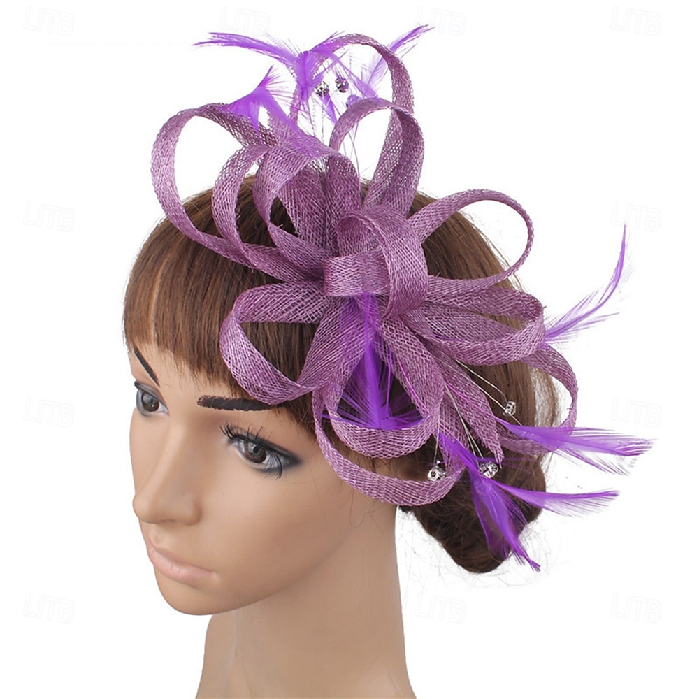 Kopfstück Federn Sinamay Hochzeit Abendgesellschaft Elegant Hochzeit Mit Feder Kopfschmuck Kopfbedeckung 2025 - $21.99 –P4