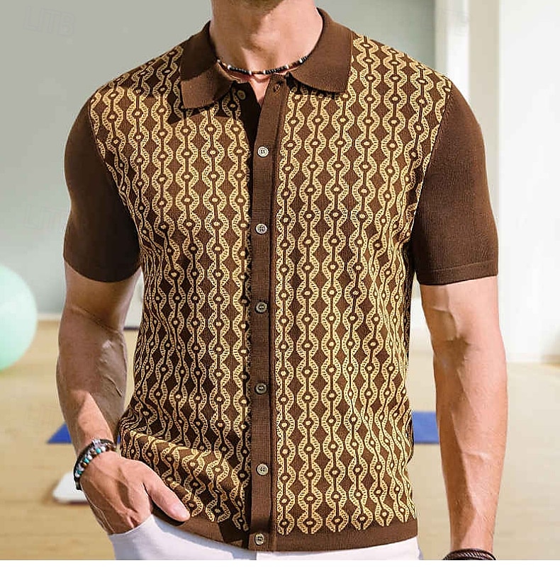 Retro / vintage 1970 luku Neulos Pusero Cardigan Hippi Virkkaus Painike alas Naamiaispuku Miesten Naamiaiset Loma Arkikäyttö Pride-paraati Aikuisten Toppi Kevät kesä 2026 - $31.99 –P7