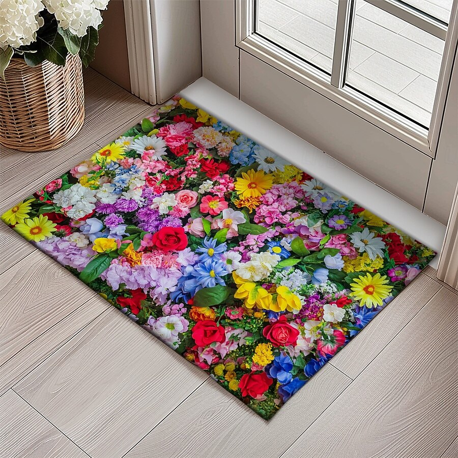 Tapis de bienvenue floral tapis de cuisine tapis de sol tapis antidérapant tapis à zone résistant à l'huile tapis intérieur extérieur décoration de chambre tapis de salle de bain tapis d'entrée de 2026 ? $14.49 –P4
