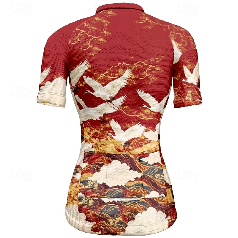 Mujer Maillot de Ciclismo Animal Flor Manga Corta Bicicleta Camiseta Maillot con 3 bolsillos traseros MTB Bicicleta Montaña Secado rápido Diseño Anatómico Capilaridad Transpirable Deportes Negro Rojo 2026 - $30.99 –P16