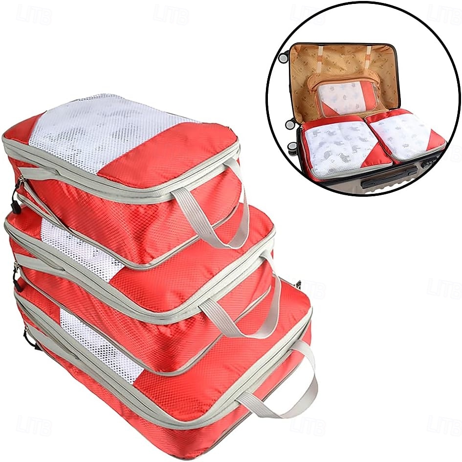 3-Piece Compression Packing Cubes Set for Travel Luggage Storage and Organizer, Mesh Zippered Expanding Storage Bags Set 2025 - $26.99 –P1