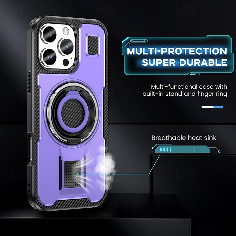 Phone Case For iPhone 16 15 14 Pro Max Plus 13 12 Pro Max Back Cover Ring Holder Shockproof Retro TPU PC 2025 - $9.99 –P16