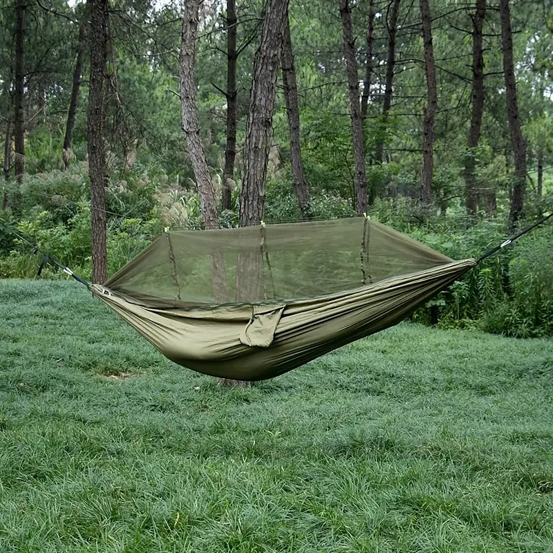 1 hamac de camping en nylon robuste avec moustiquaire - anti-insectes solaire auto-respirant comprenant une ceinture d'arbre et un sac de voyage d'aventure en plein air portable de 2025 ? $62.99 –P3