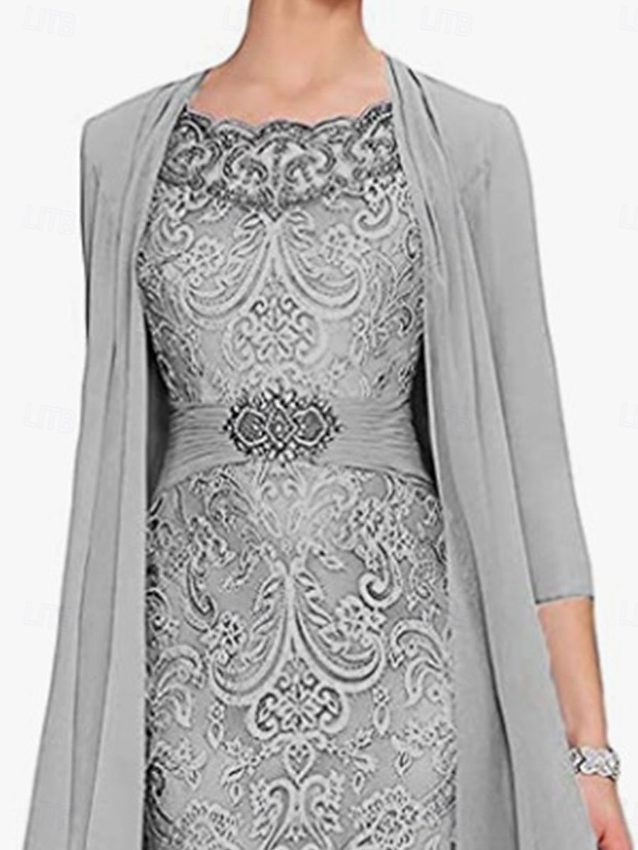 Dress SeMother of the Bride Dress Elegant Simple Crew Neck Knee Length Polyester Long Sleeve with Solid Color Graduation Dress 2025 2025 - $149.99 –P3