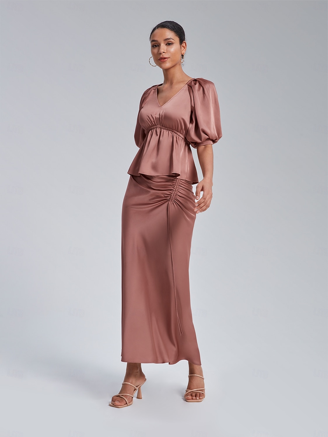 Damen Midi Satin Rosa Röcke Sommer Frühling Vorne binden Rüschen Kordelzug Hoher Taillenbund Elegant Urlaub Modisch Tragen Sie, um zu arbeiten Wochenende Arbeitsmode XS S M 2025 - $89.99 –P3